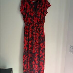 Cynthia Steffe Red and Black Floral Maxi Pantsuit